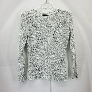 VENUS Blue White Boat Neck Open Weave Sweater